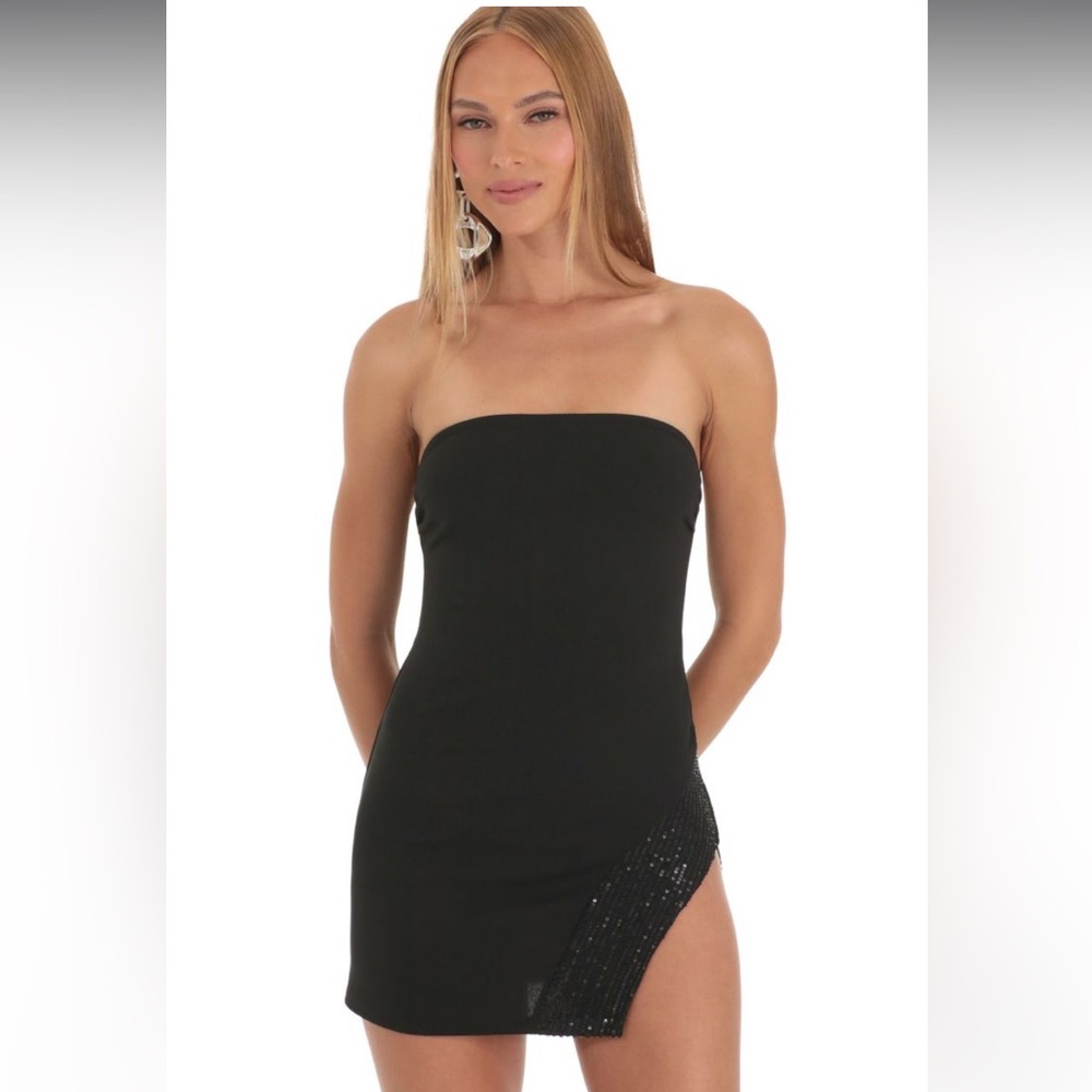 Lucy in sky - black dress velvet with gloves